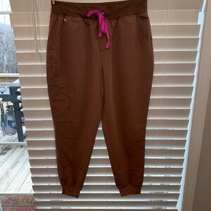 Brown figs Joggers with Pink Drawstring